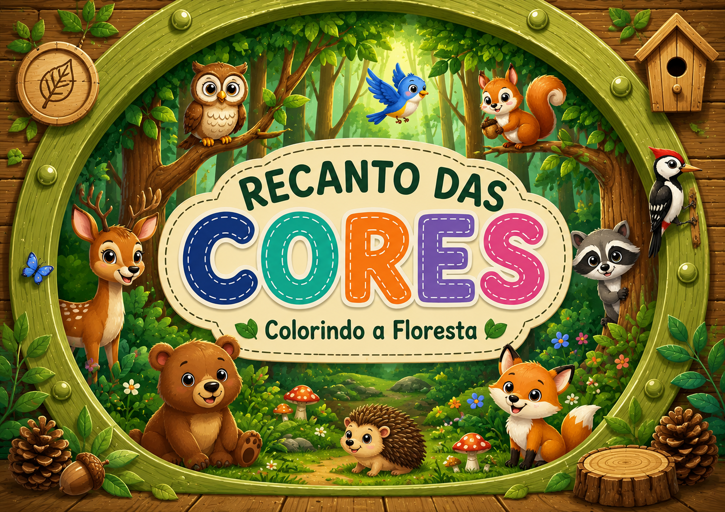 Capa de Livro Para Colorir Recanto Das Cores: Colorindo a Floresta